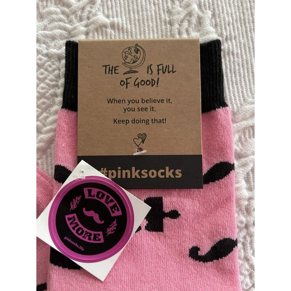 The Earth Is Full Of Good Pink Socks #PinkSocks Mustache And Puzzle Piece
